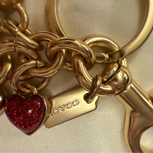 Coach Gold and Pink Heart Keychain - Picture 3 of 5